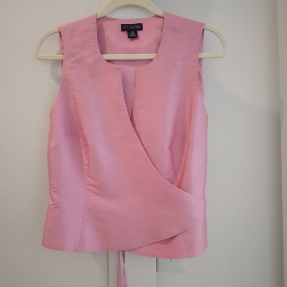 ANN TAYLOR SILK TOP TIE WRAP CRISS CROSS VEST SIZE 8 - Picture 1 of 4